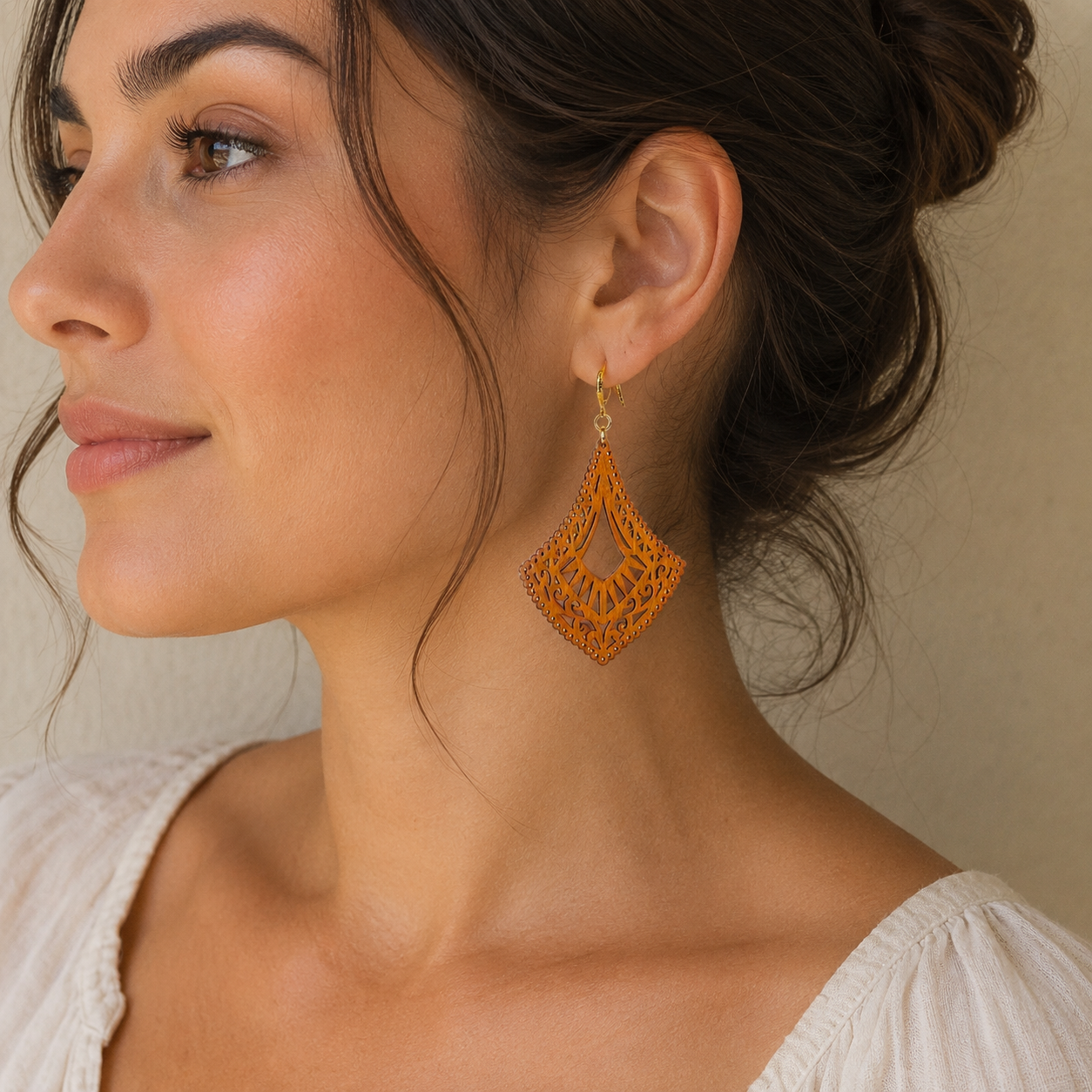 Handmade wooden jewelry collection featuring natural wood earrings and accessories by Shavys