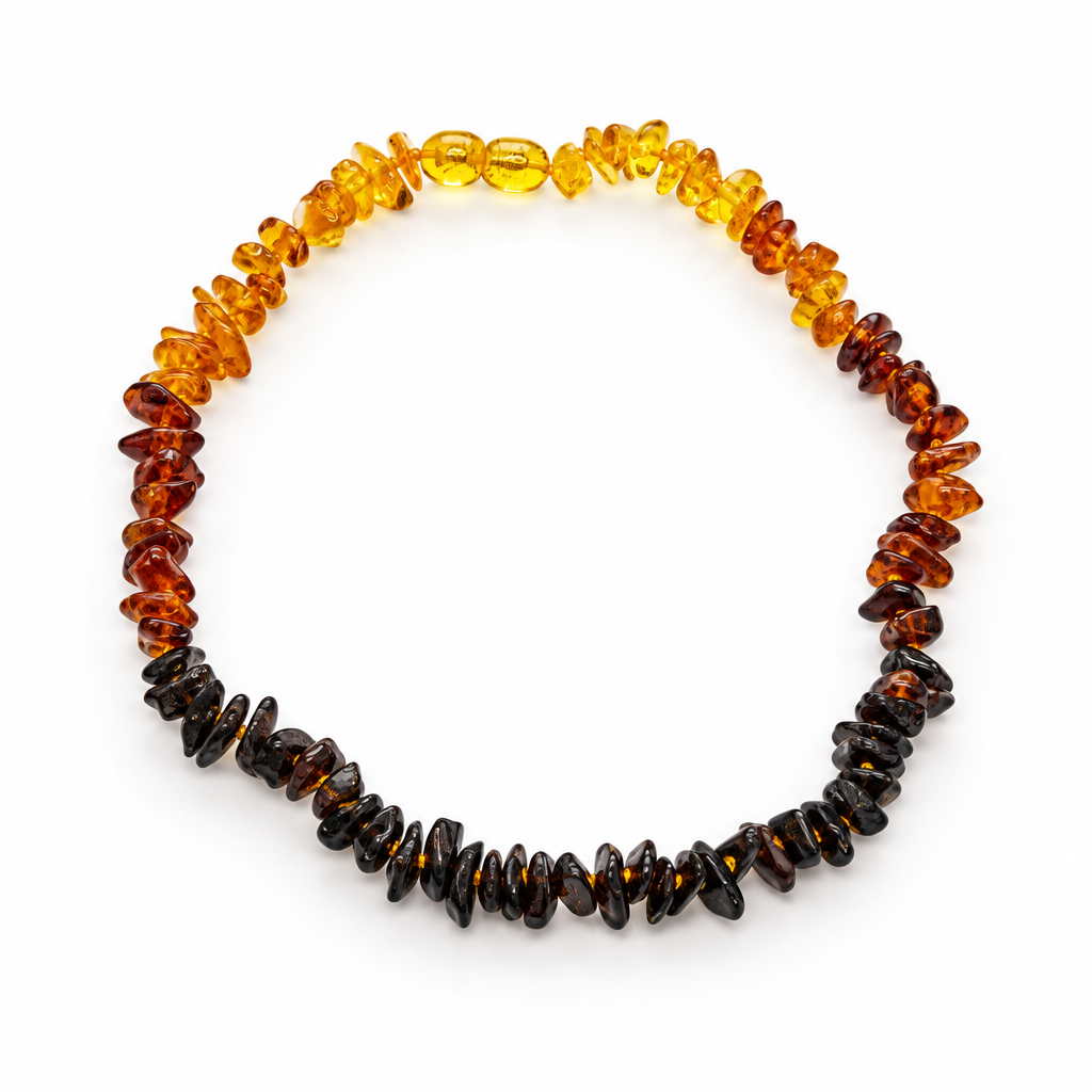 Multicolour Baltic Amber Nugget-Chip Necklace – 33 cm