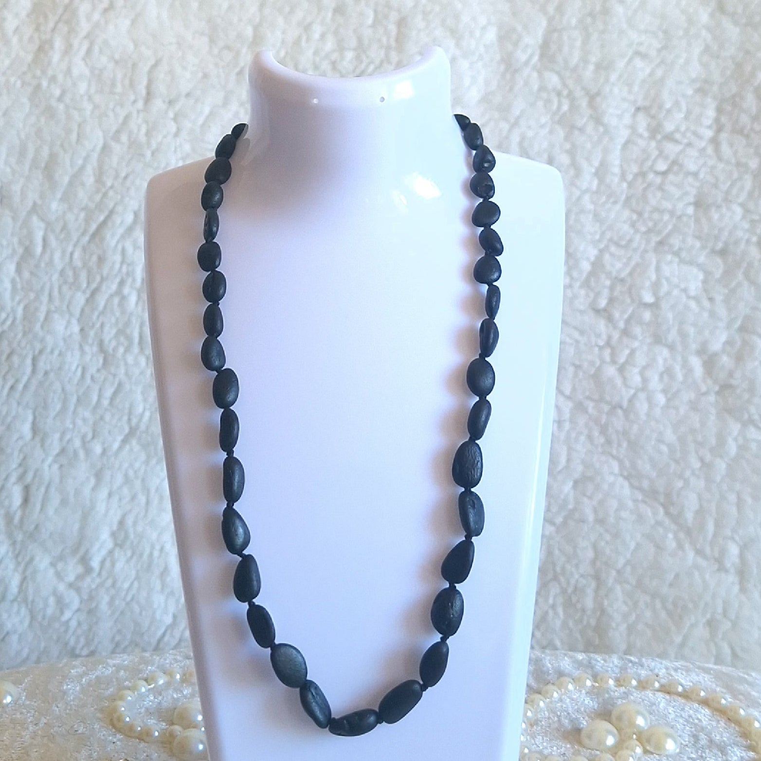 Charcoal black genuine Baltic amber necklace