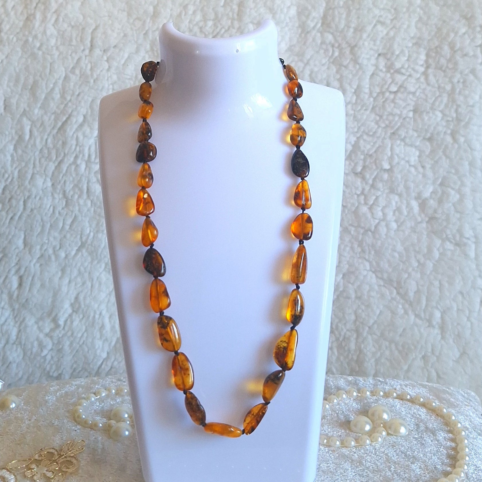 Polished Green/Honey Baltic Amber Necklace