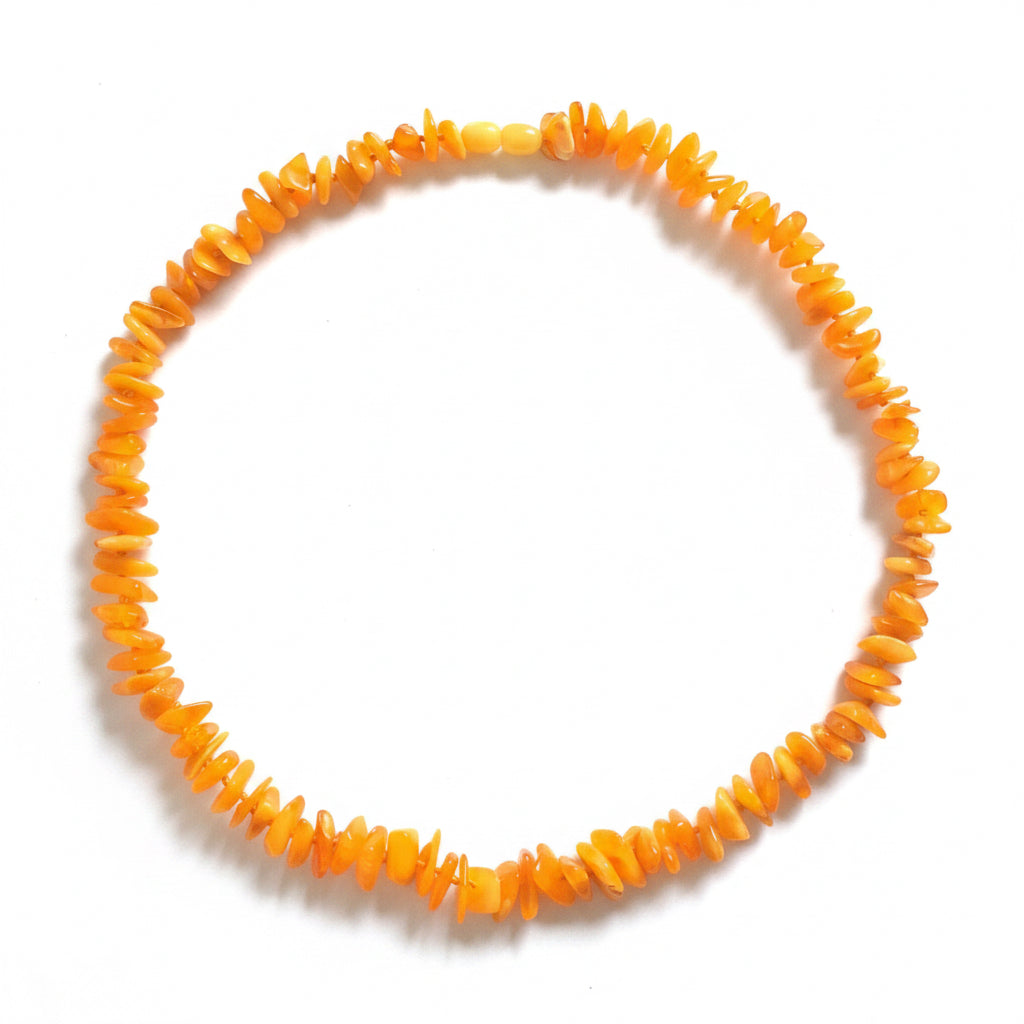 Massive Polished Egg Yolk Yellow Baltic Amber Chip Nugget Necklace