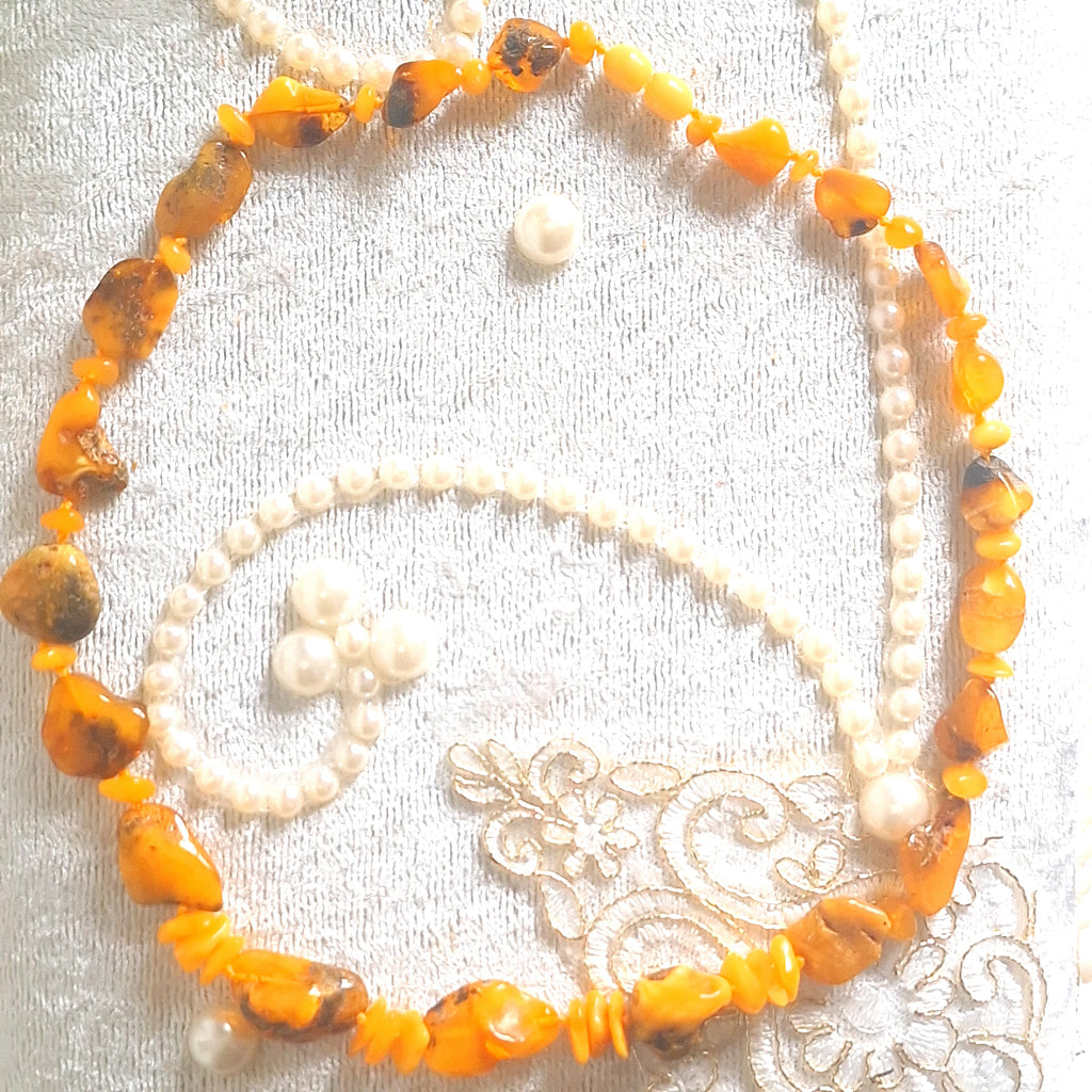 Large stone Polished Baltic Amber Necklace