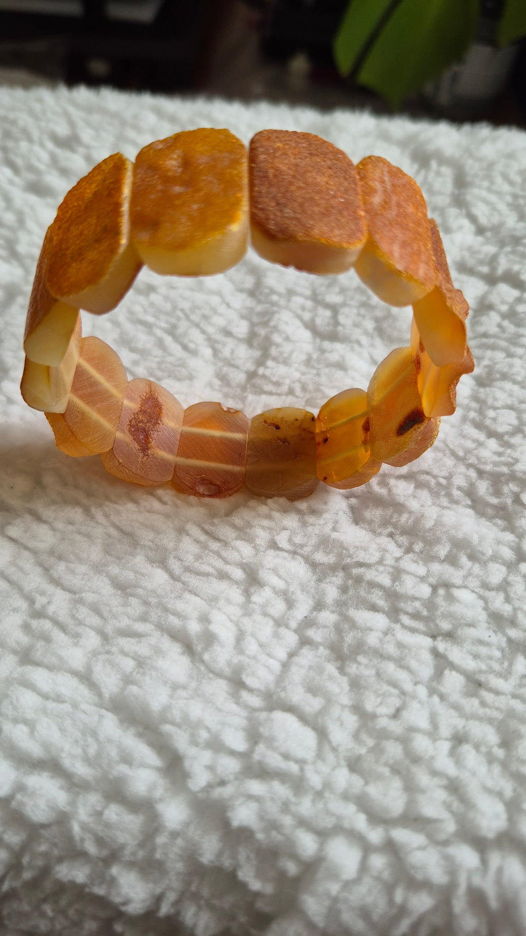 Unpolished Honey Baltic Amber Bracelet – 24 cm