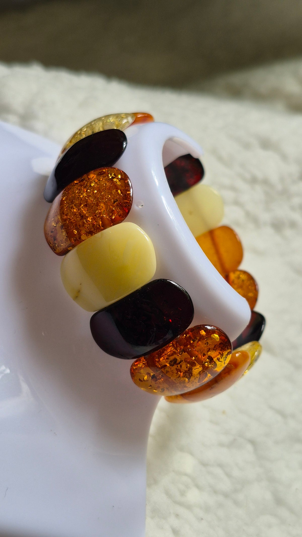 Polished Multicolour Baltic Amber Bracelet – Large Beads