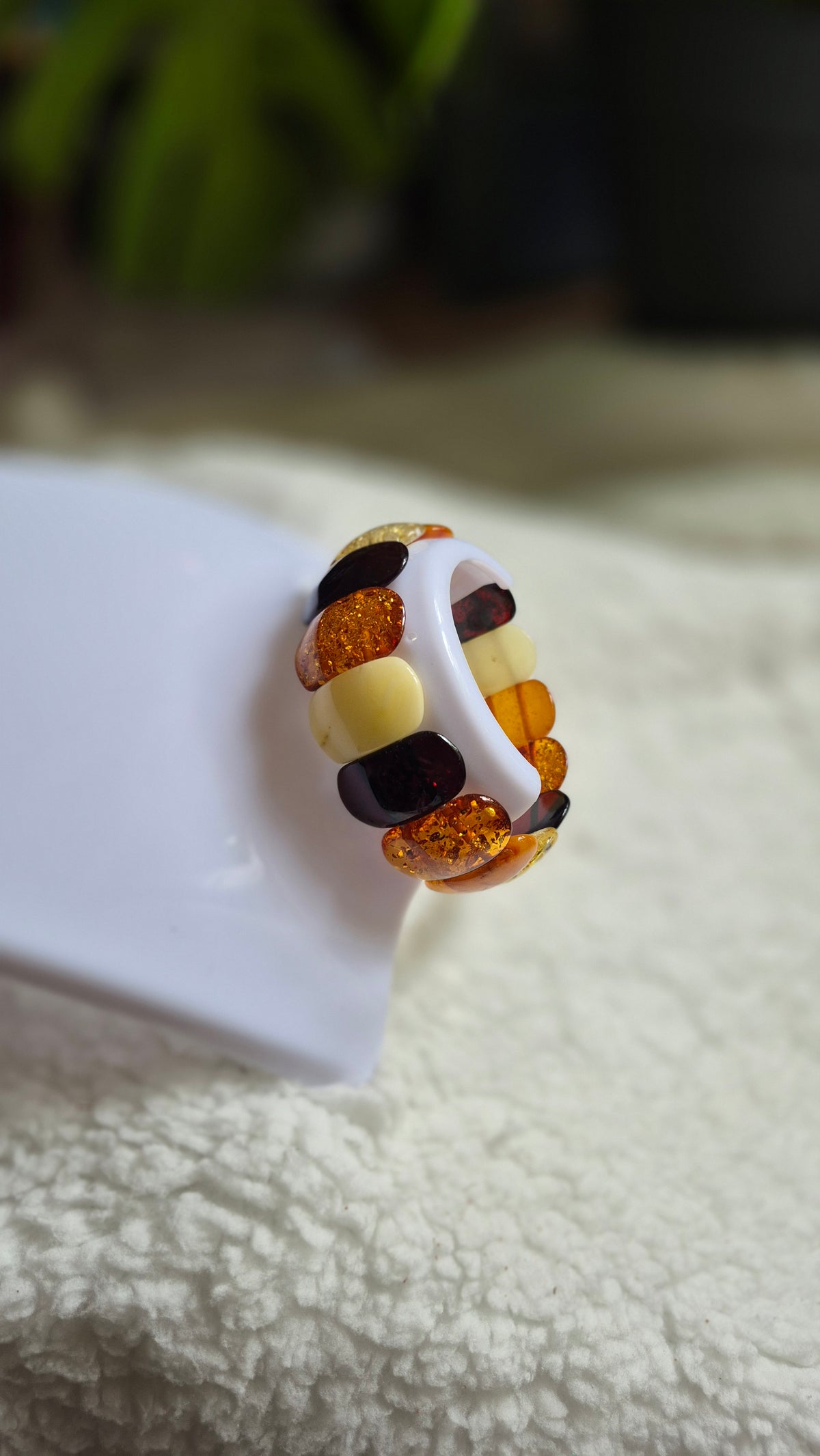 Polished Multicolour Baltic Amber Bracelet – Large Beads