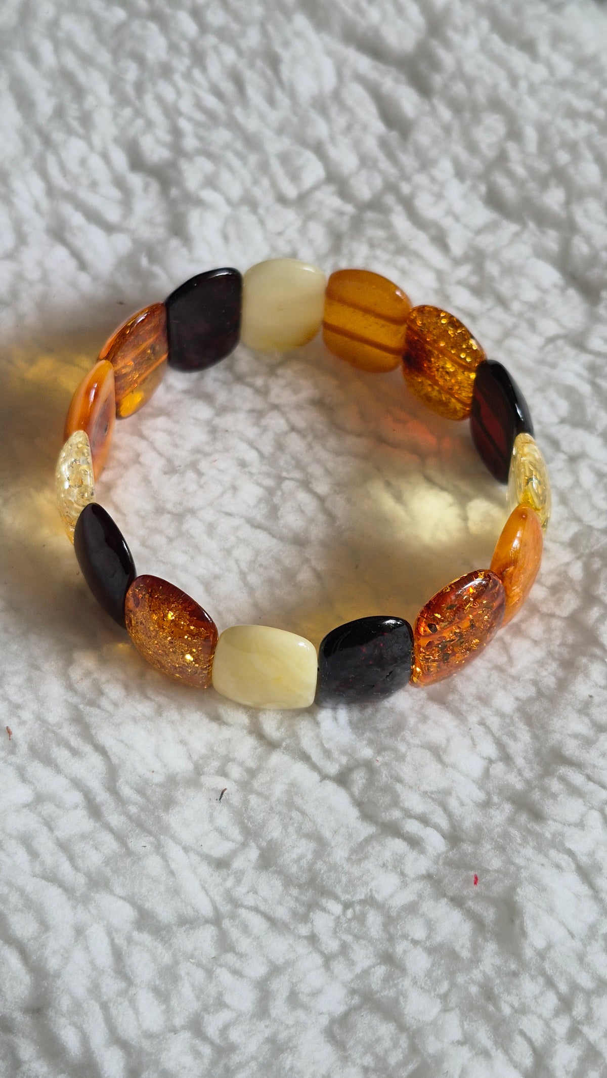 Polished Multicolour Baltic Amber Bracelet – Large Beads