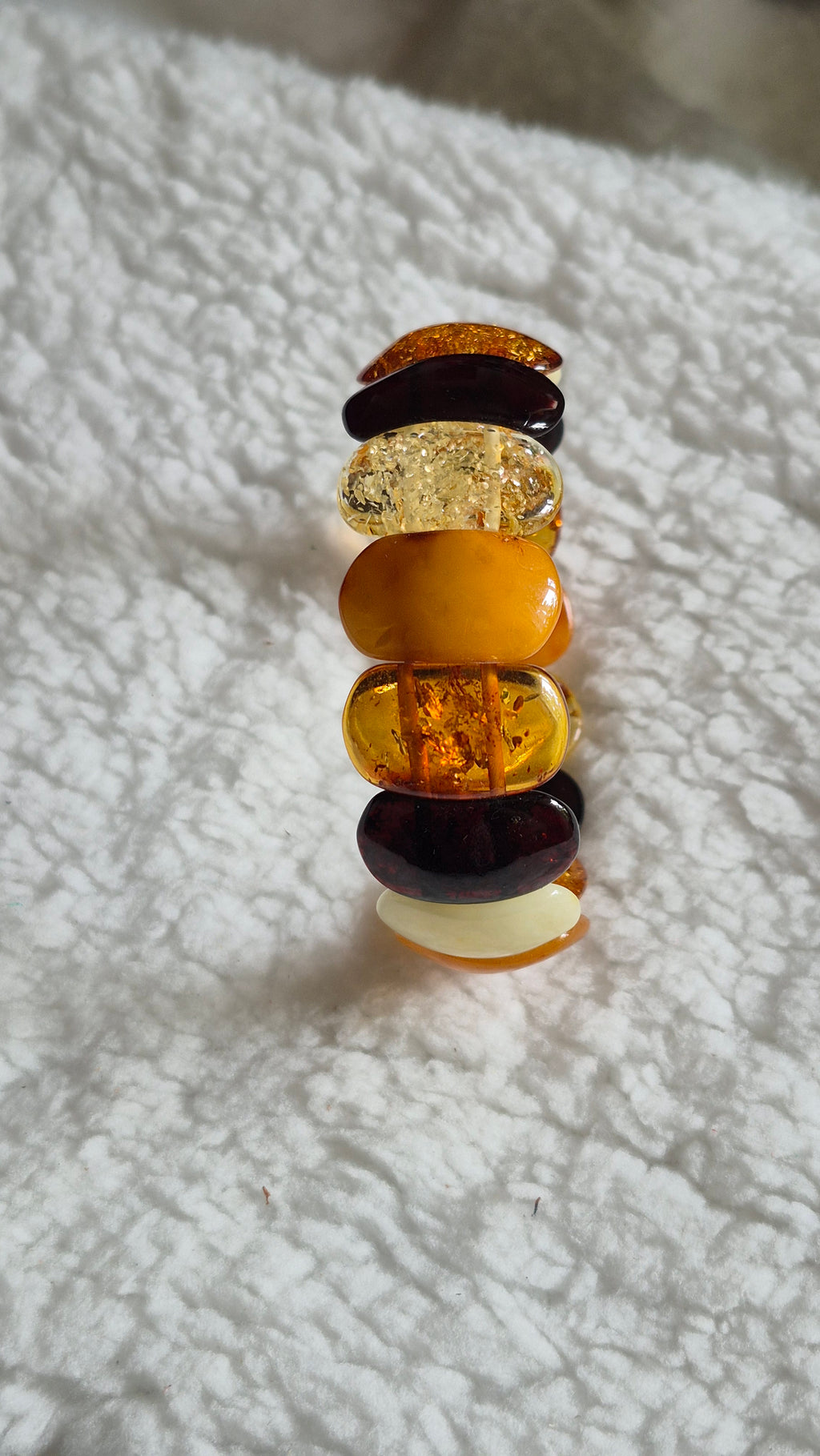 Polished Multicolour Baltic Amber Bracelet – Large Beads