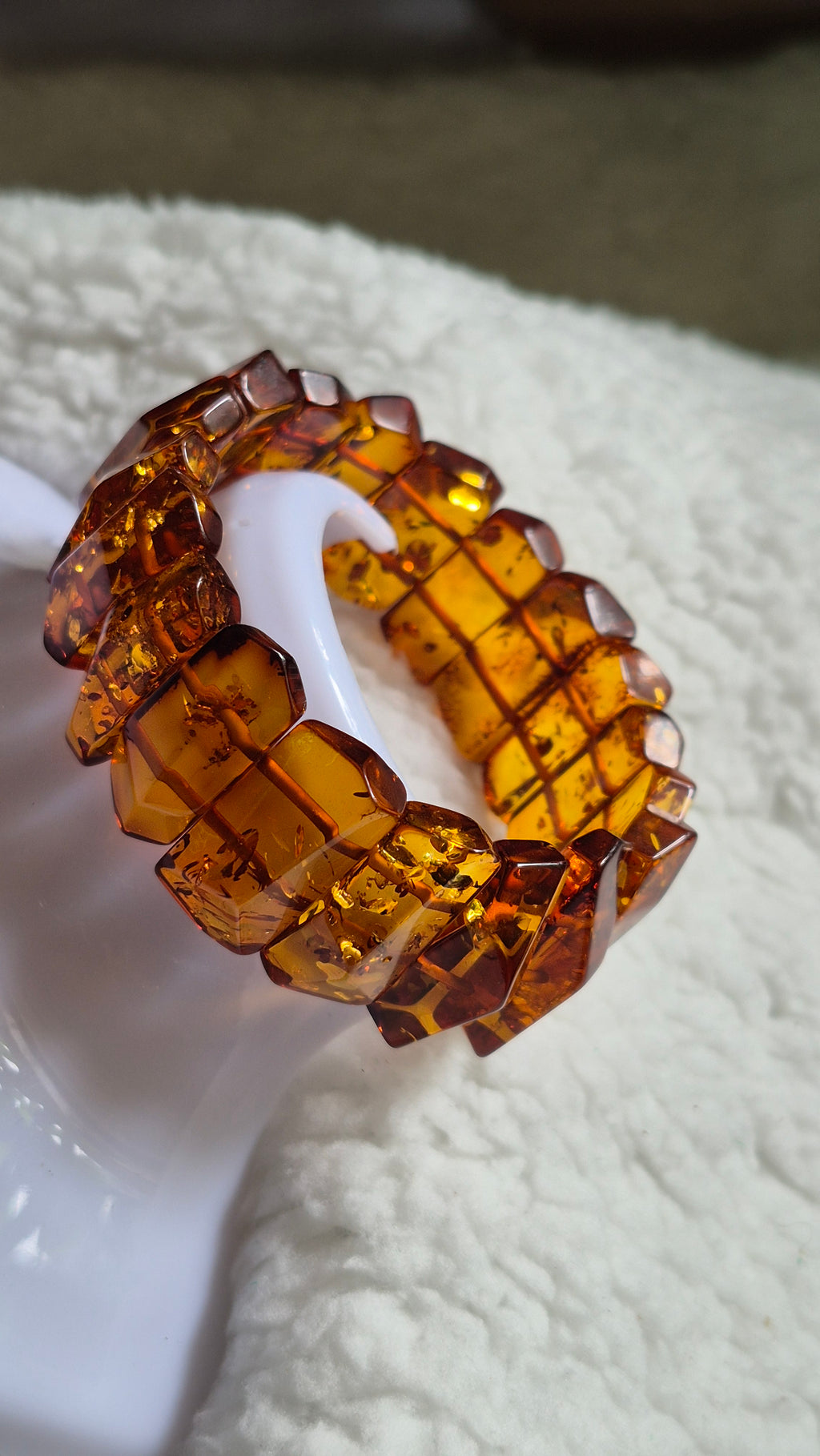 Large Twisted Cognac Baltic Amber Bracelet – 24 cm