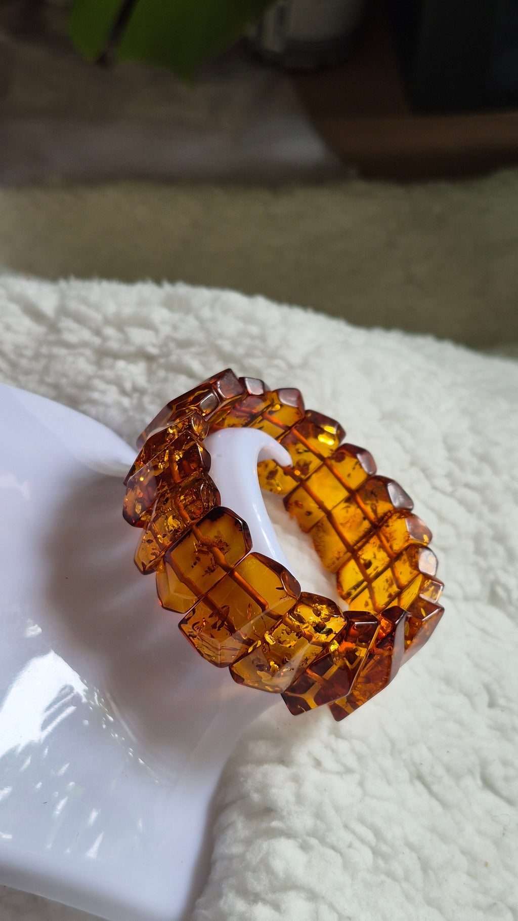 Large Twisted Cognac Baltic Amber Bracelet – 24 cm