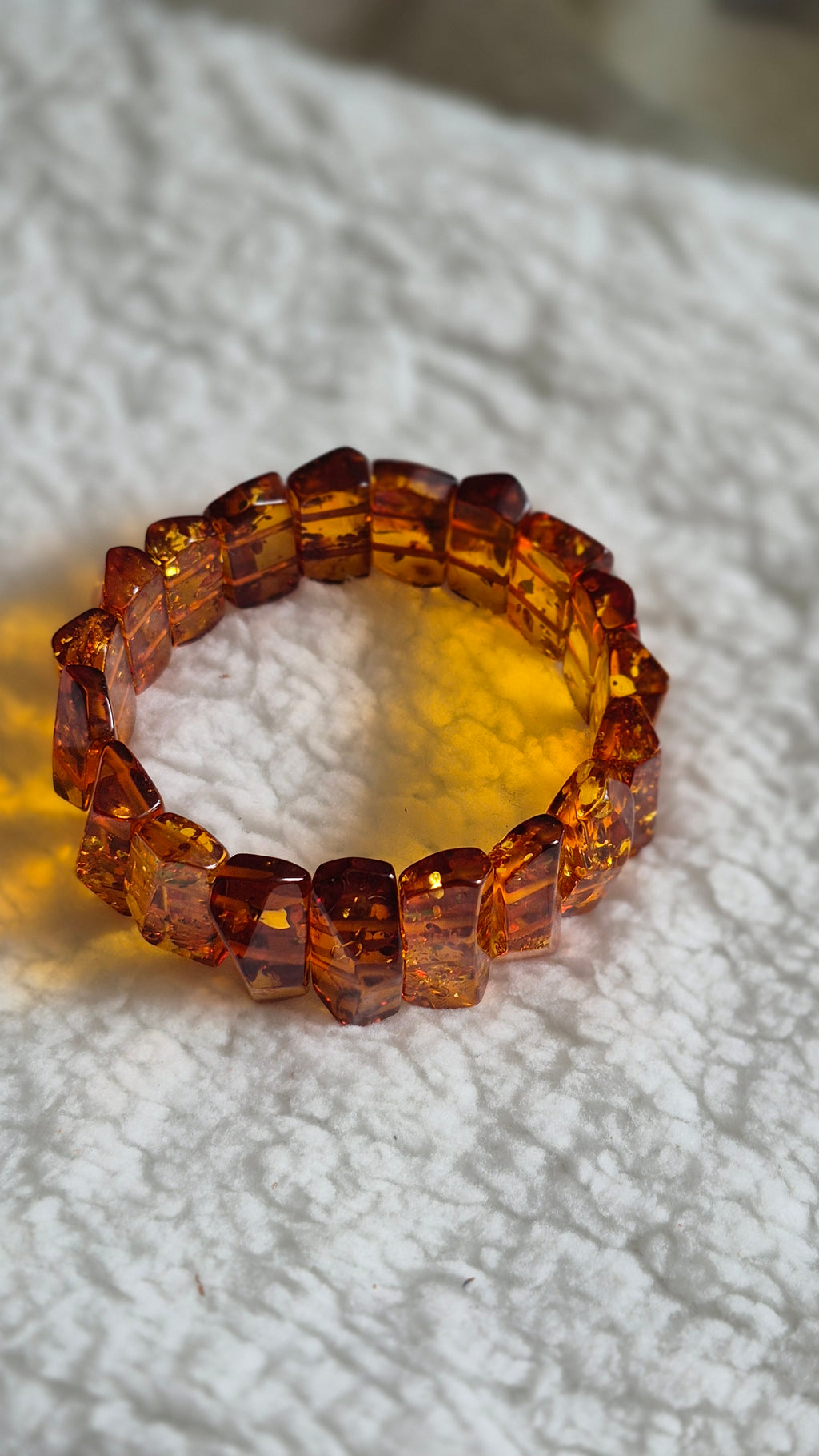 Large Twisted Cognac Baltic Amber Bracelet – 24 cm