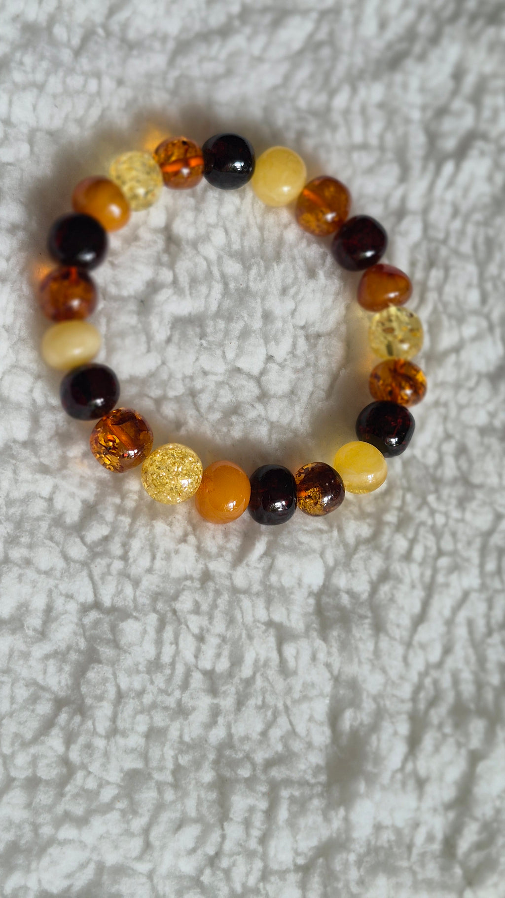 Polished Multicolour Baltic Amber Bracelet – Rounded Oval Beads
