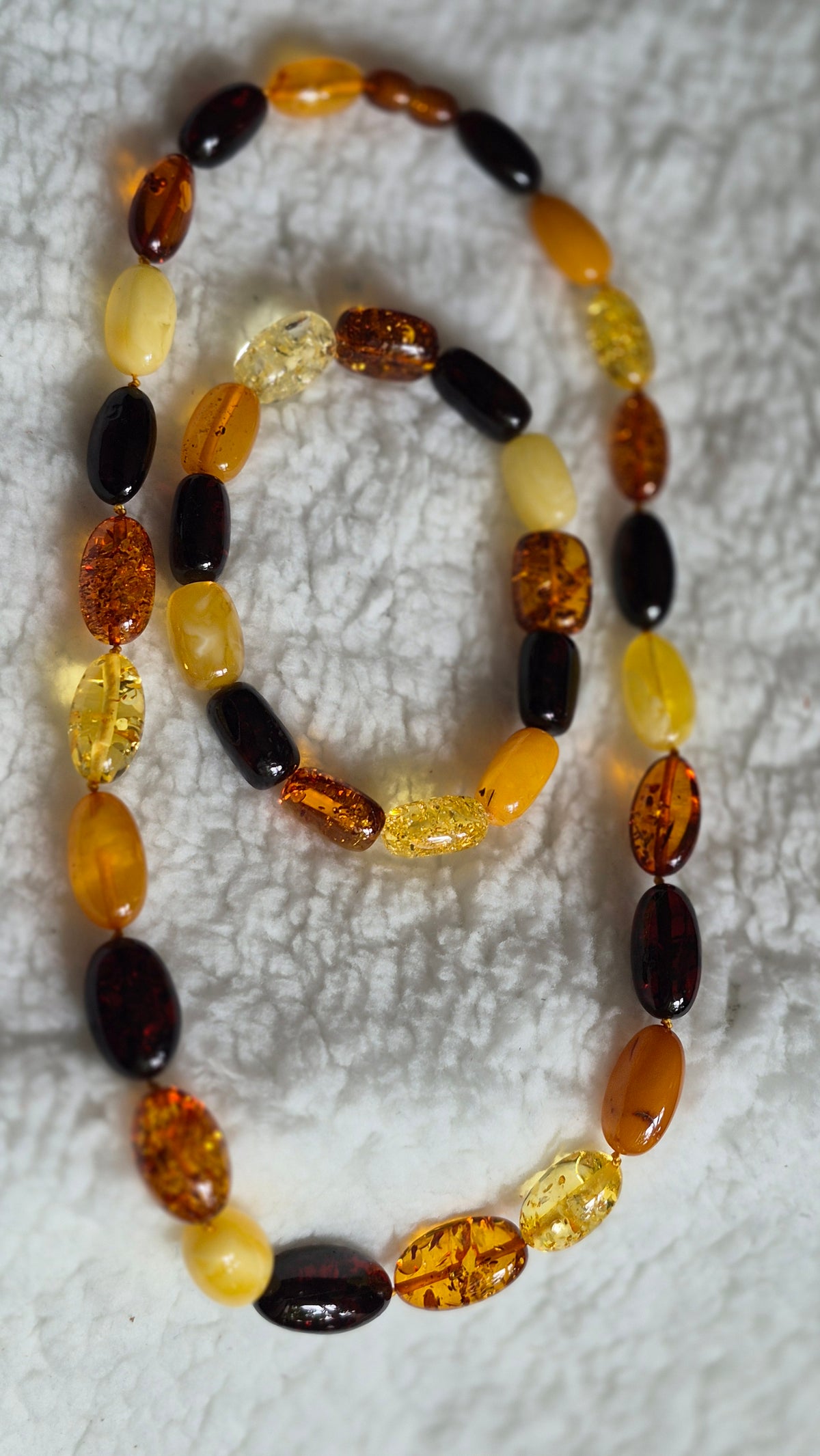 Large Oval Multicolour Baltic Amber Necklace and Bracelet Set