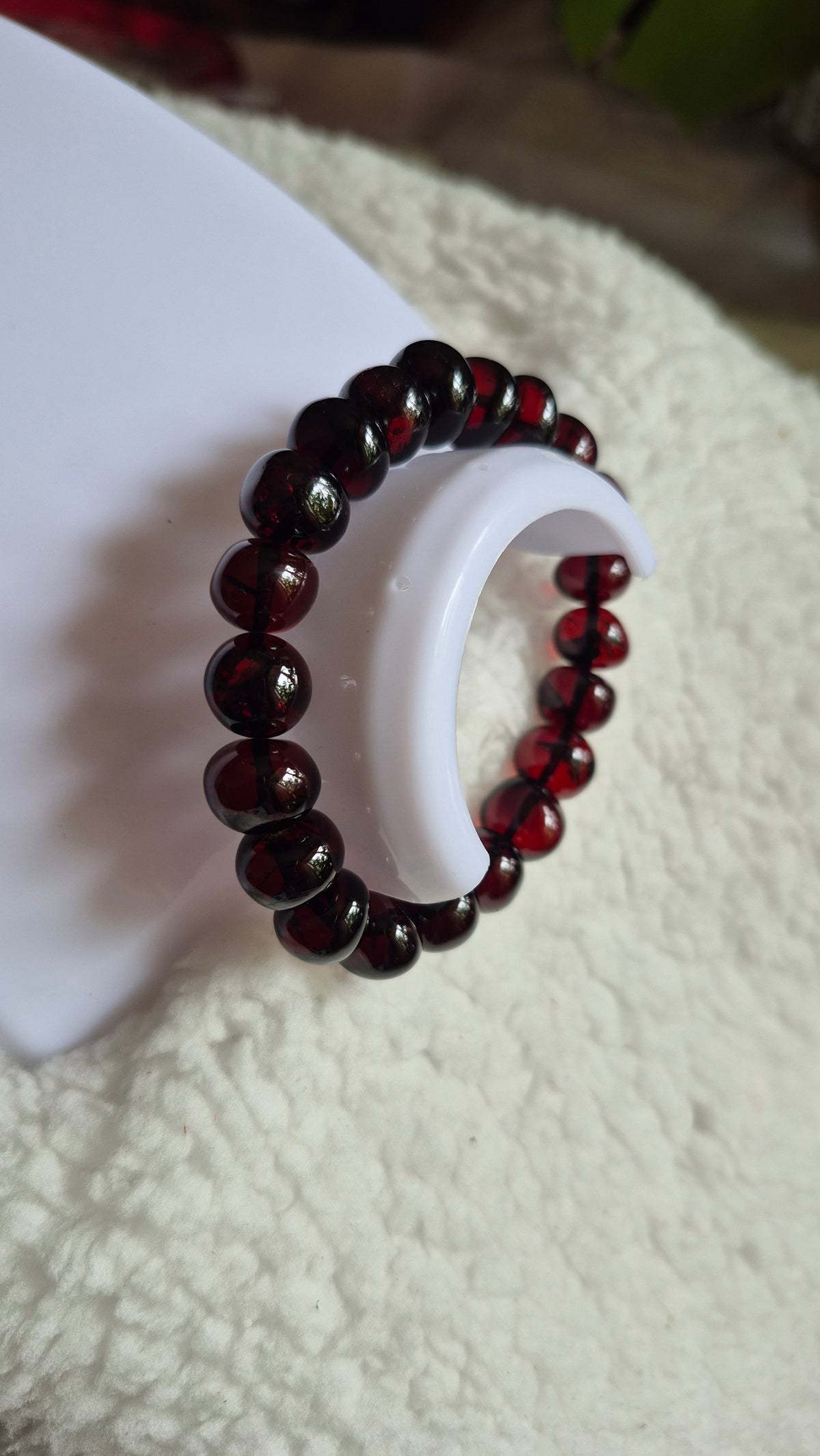 Deep Cherry Red Polished Bead Bracelet