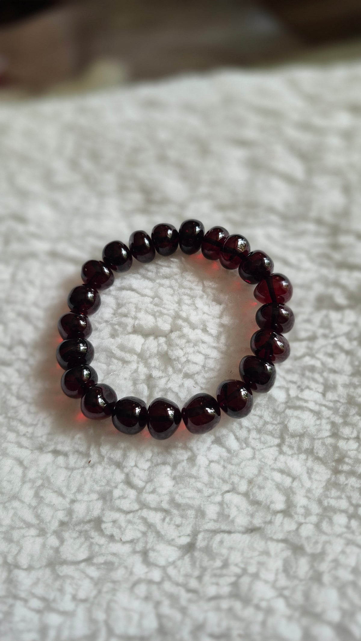Deep Cherry Red Polished Bead Bracelet