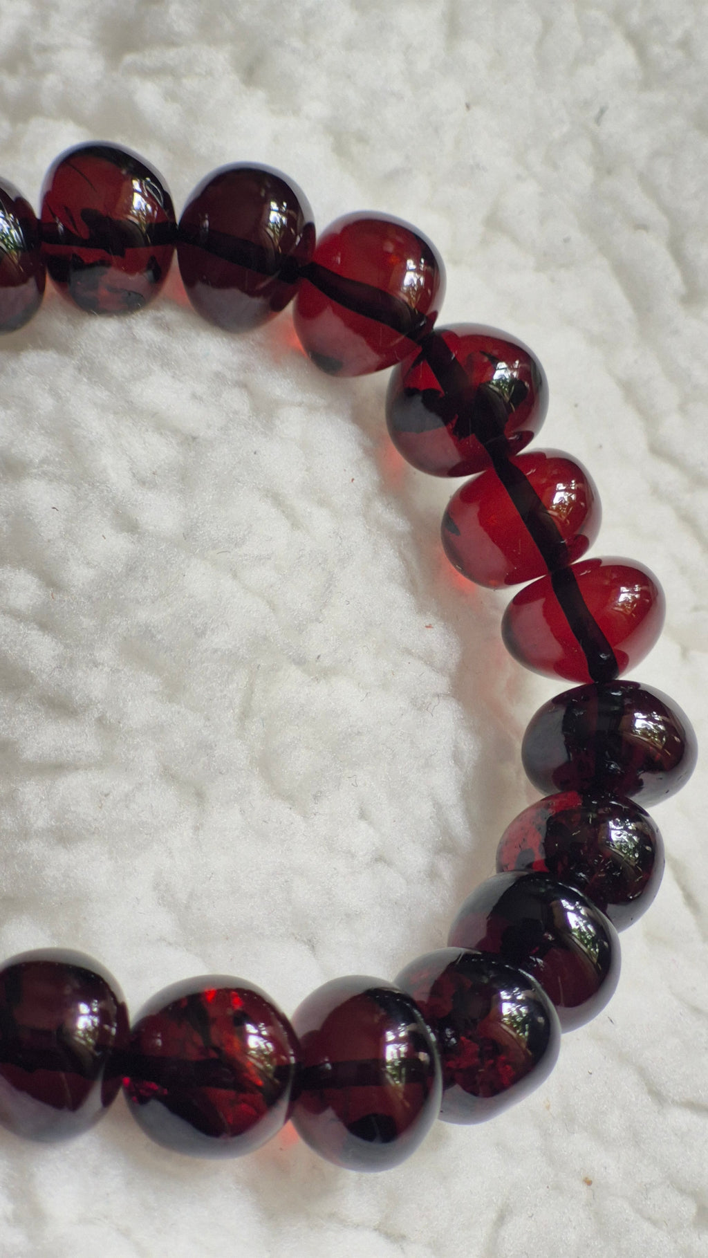 Deep Cherry Red Polished Bead Bracelet