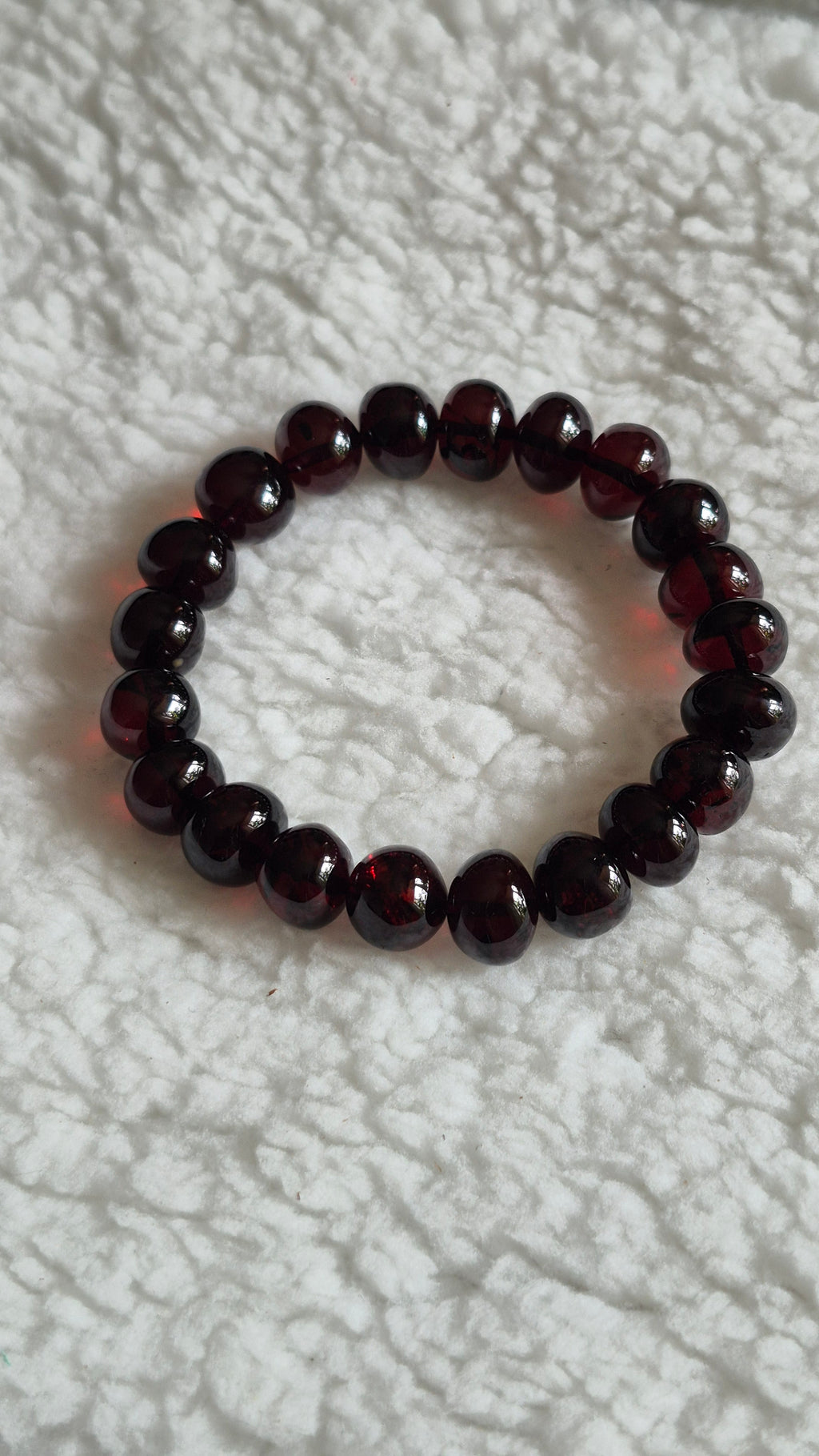 Deep Cherry Red Polished Bead Bracelet