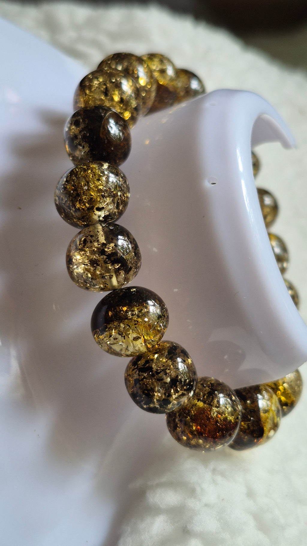 Polished Green Baltic Amber Bracelet – Oval Beads