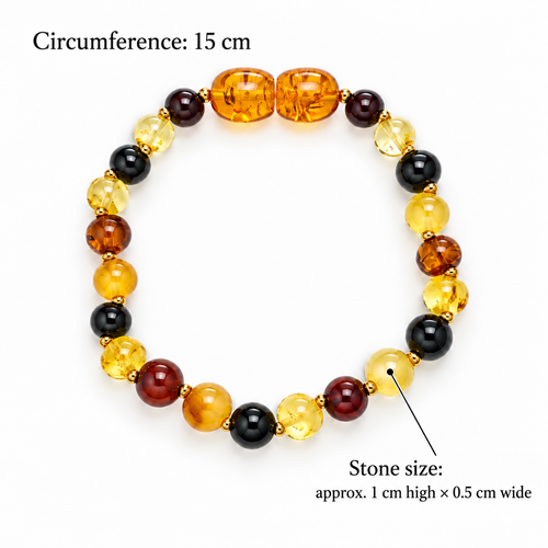 Baby Multicolour Baltic Amber Bead Bracelet – 15 cm