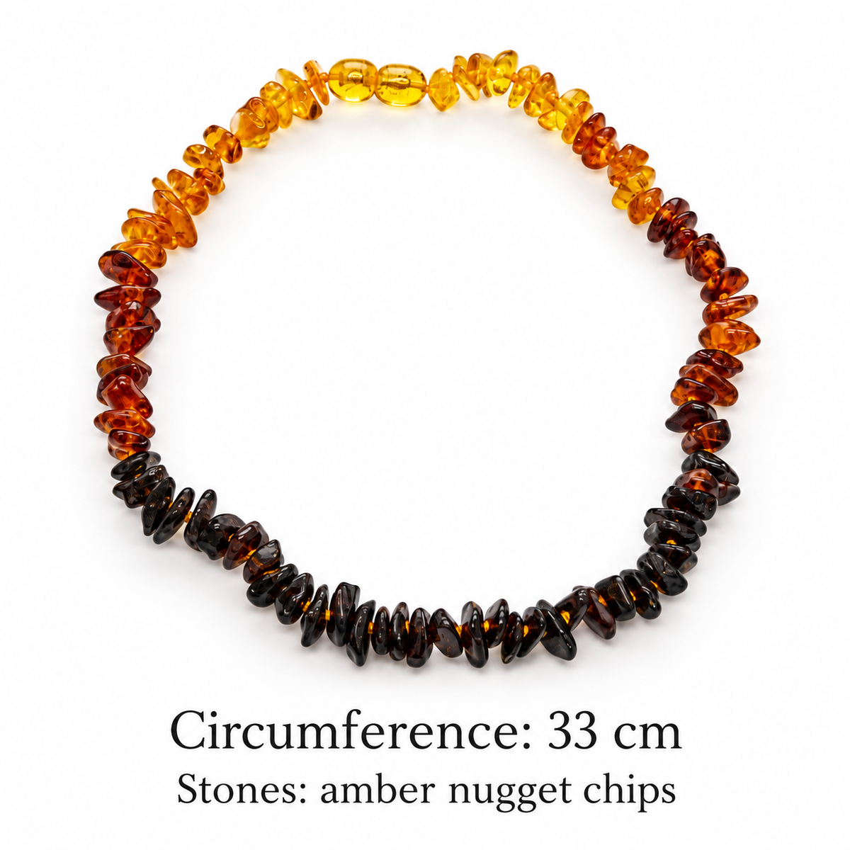 Multicolour Baltic Amber Nugget-Chip Necklace – 33 cm