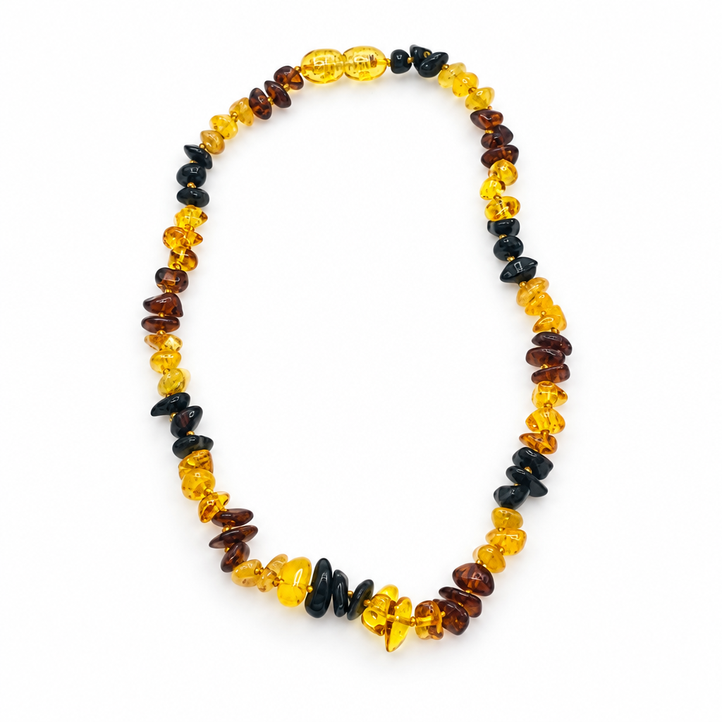 Multicolour Baltic Amber Nugget-Chip Necklace –33 cm