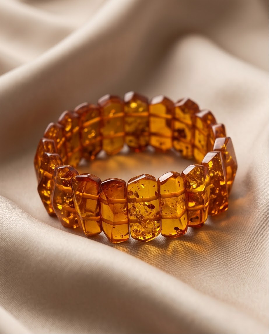 Large Twisted Cognac Baltic Amber Bracelet – 24 cm