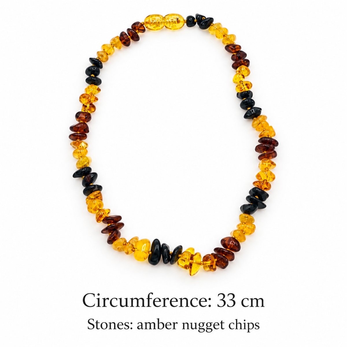 Multicolour Baltic Amber Nugget-Chip Necklace –33 cm