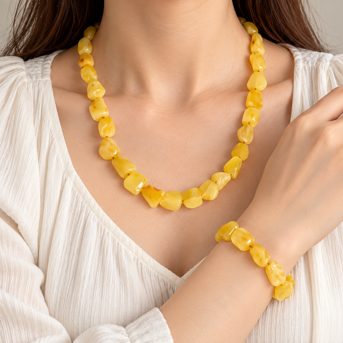 Butterscotch Baltic Amber Necklace and Bracelet Set