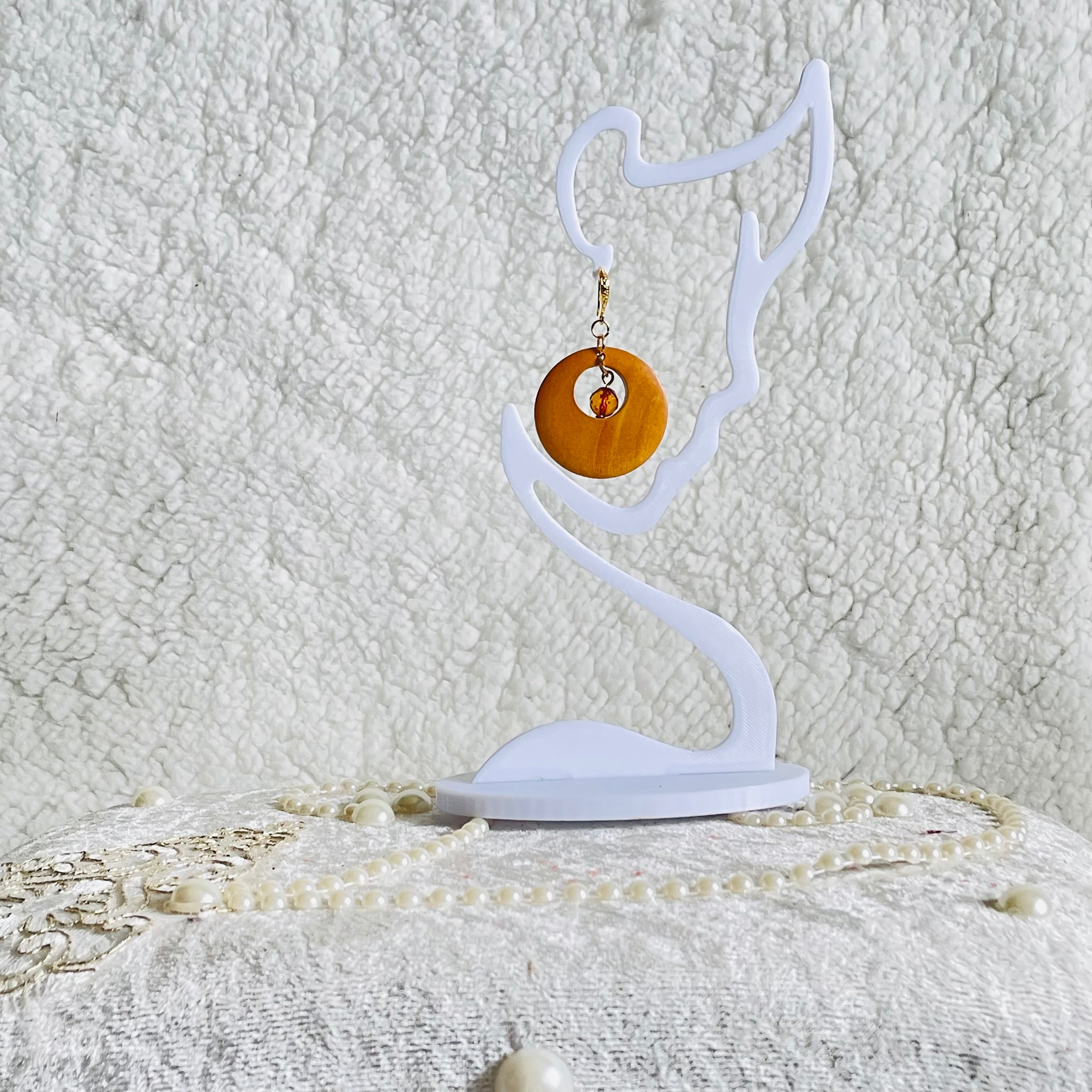 Natural Wood and Baltic Amber earrings