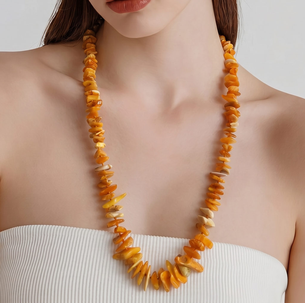 Massive Polished yellow/white Baltic Amber Necklace