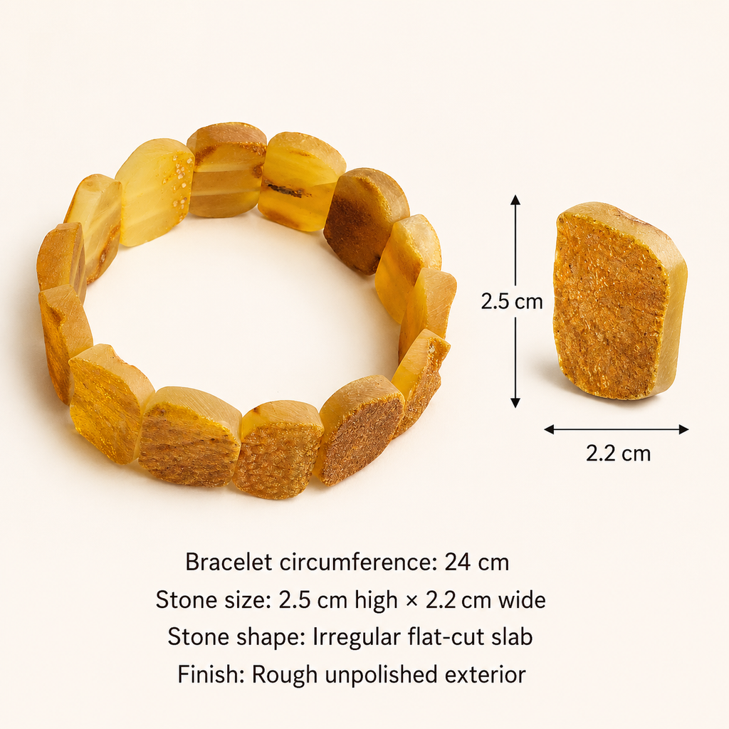Unpolished Honey Baltic Amber Bracelet – 24 cm