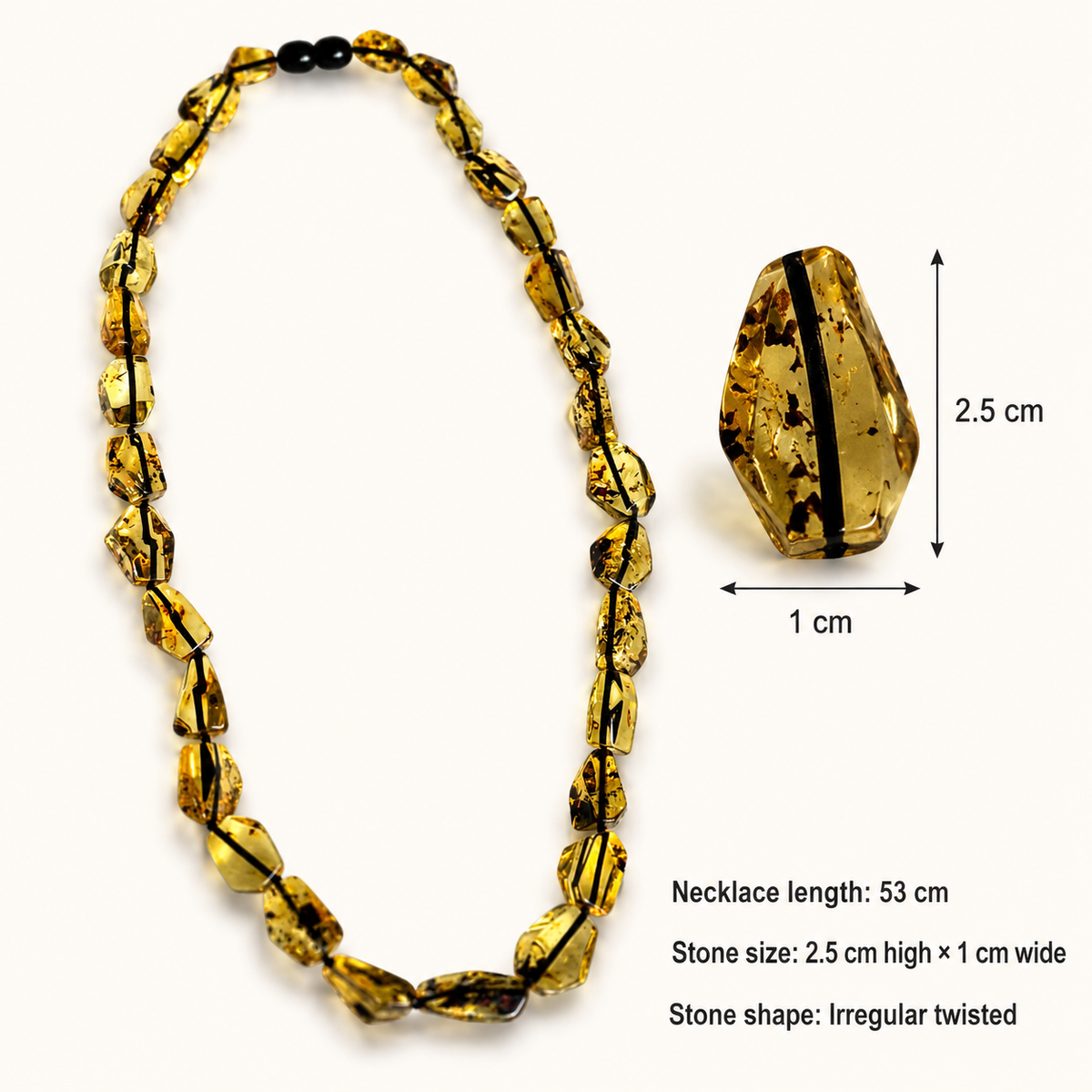 Irregular Green Baltic Amber Necklace and Bracelet Set