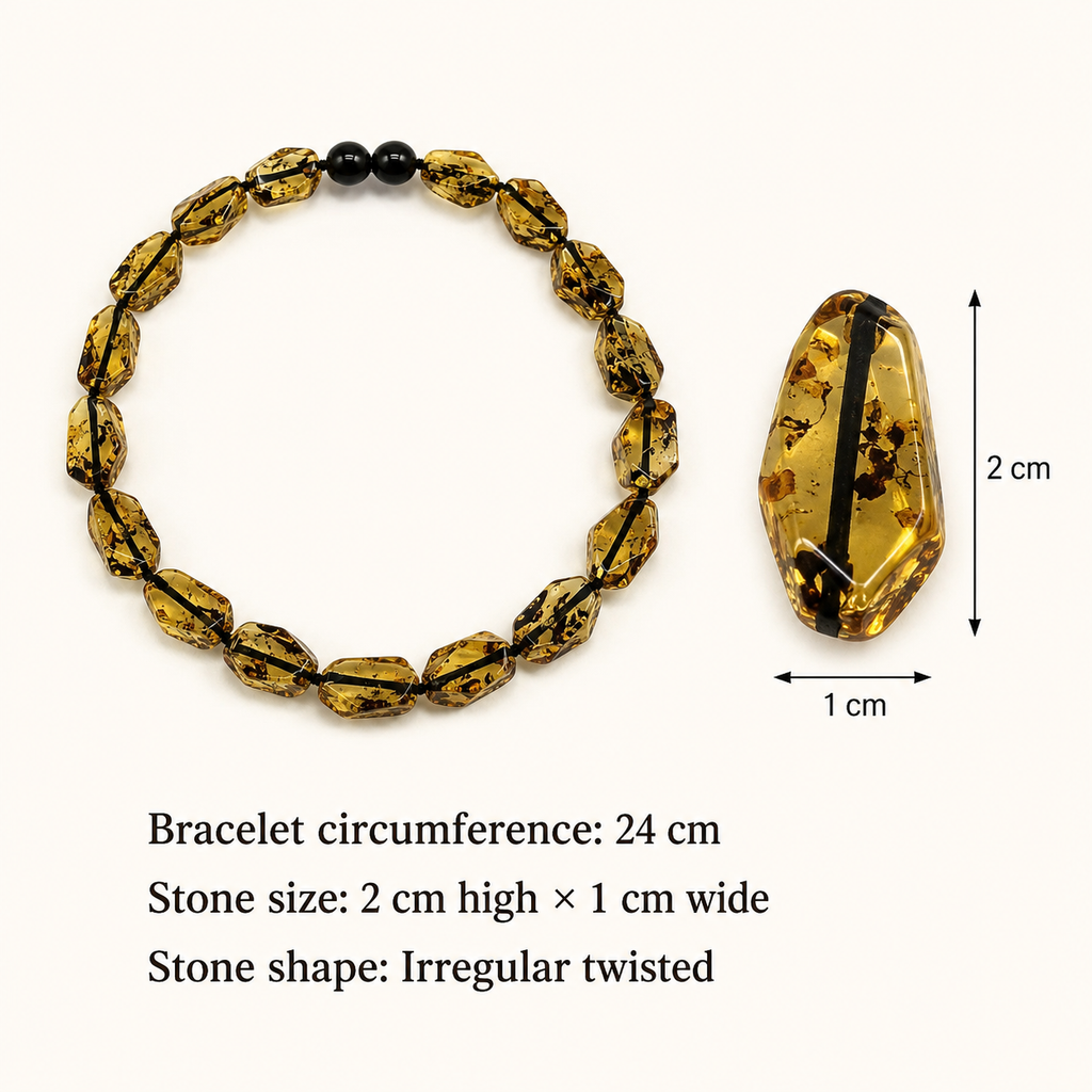 Irregular Green Baltic Amber Necklace and Bracelet Set