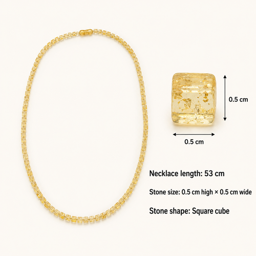 Amber Cube Bead Necklace and Bracelet Set – 53 cm