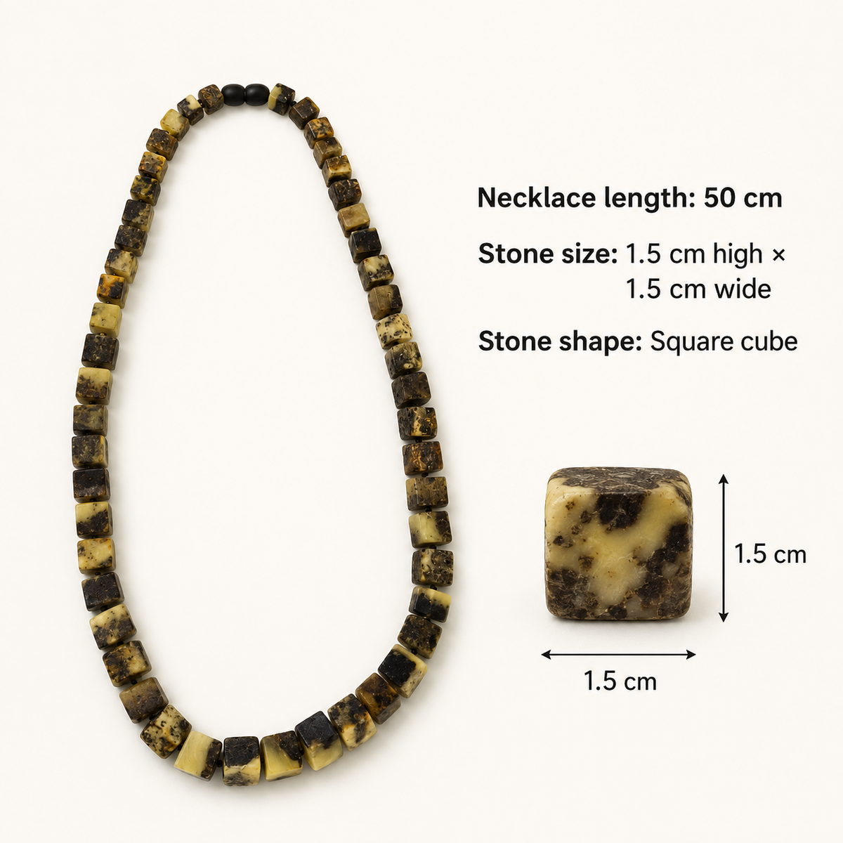 Square Cube Bead Necklace – 50 cm
