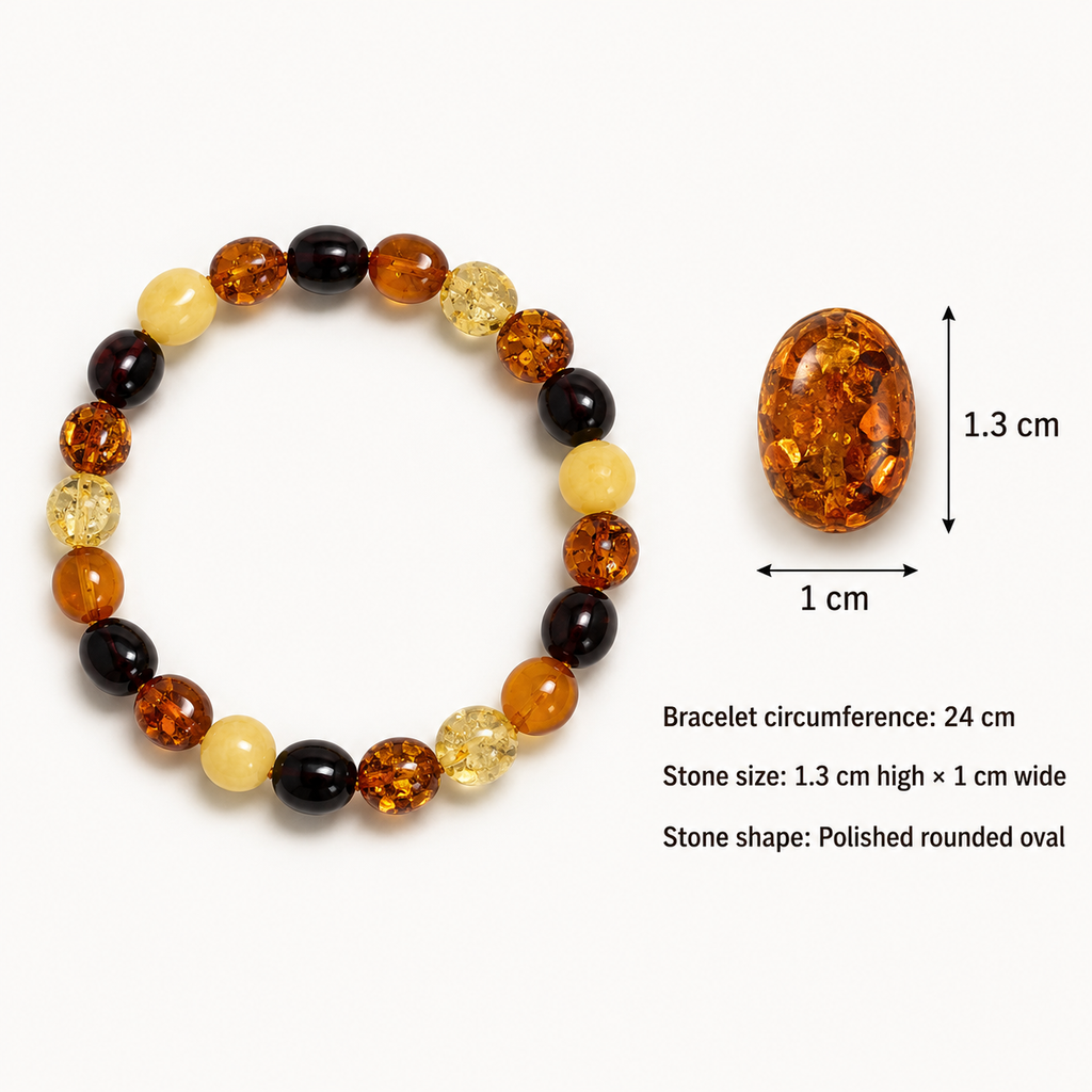 Multicolour Baltic Amber Necklace and Bracelet Set
