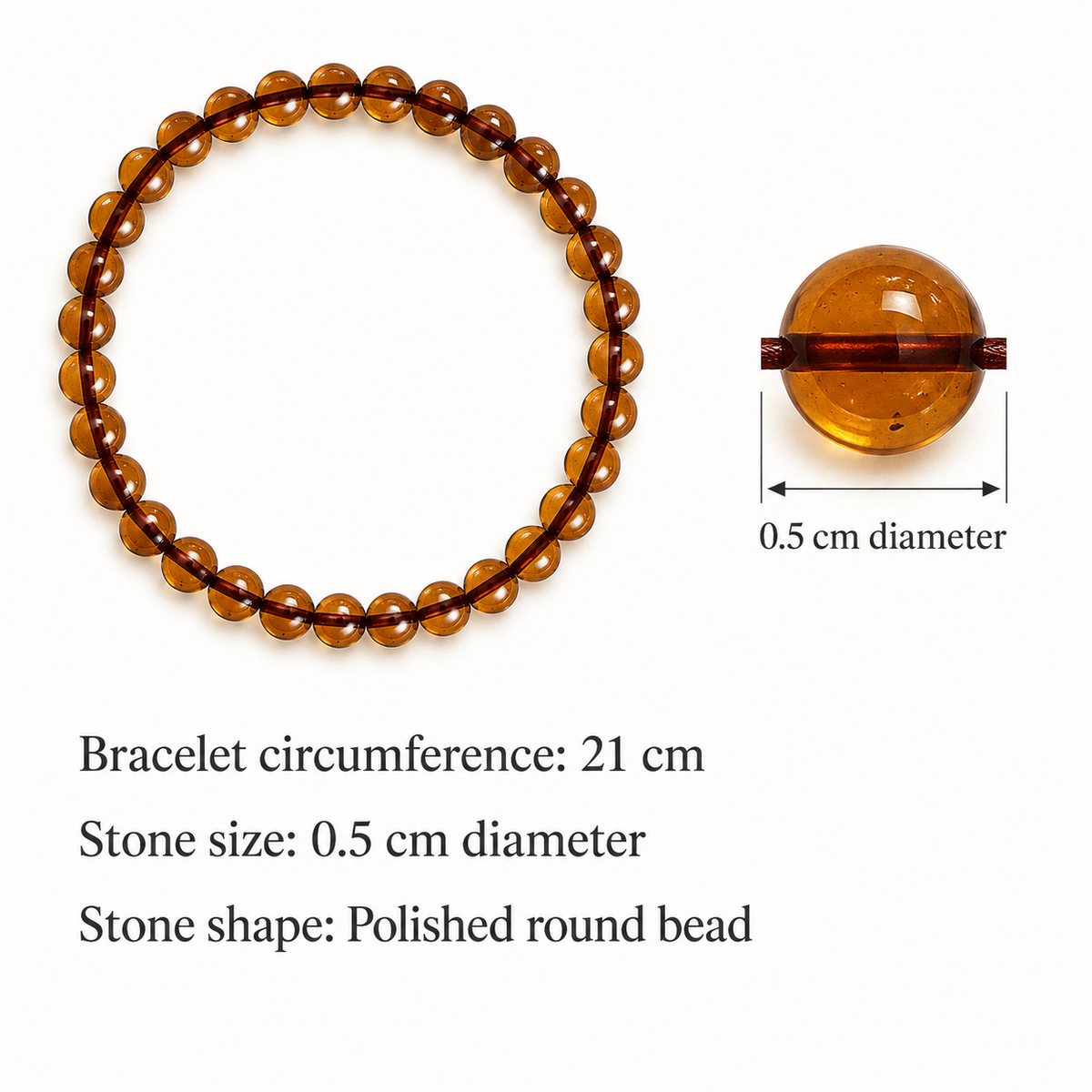 Honey Orange Bead Bracelet | 5 mm | Shavys