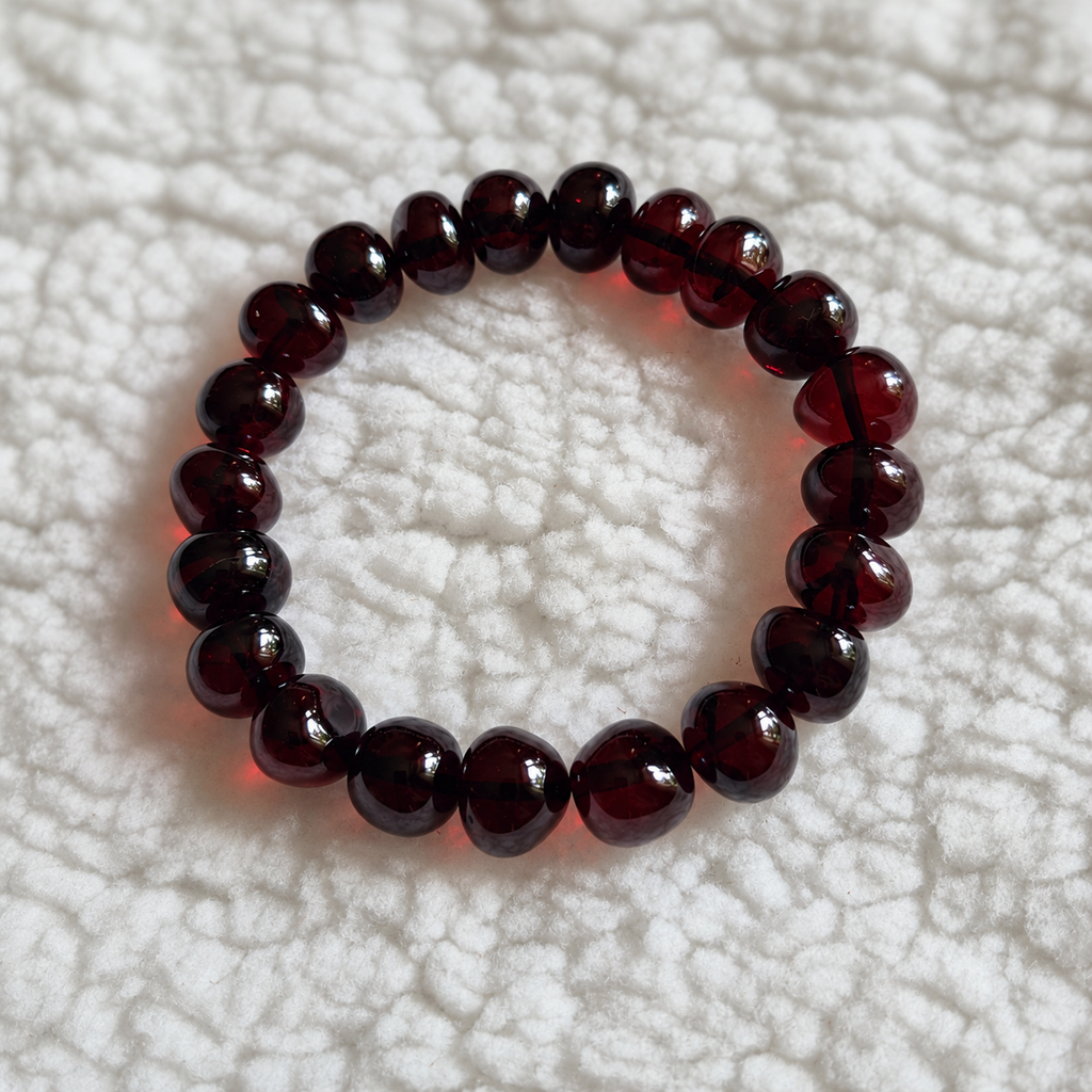 Deep Cherry Red Polished Bead Bracelet