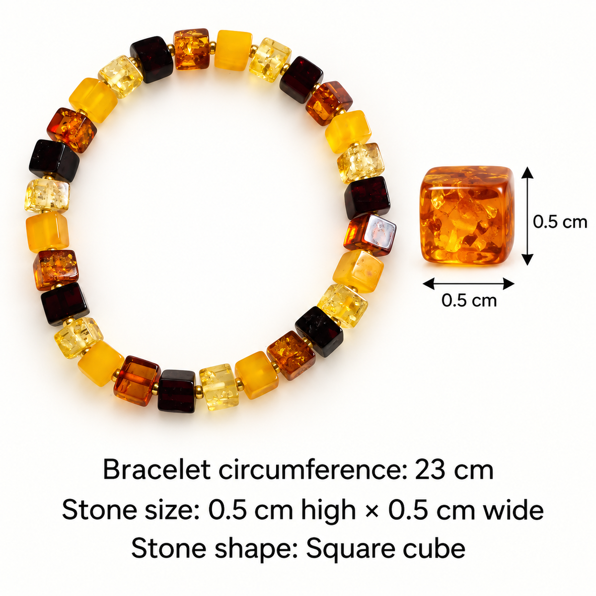 Amber Cube Bead Necklace and Bracelet Set – 52 cm