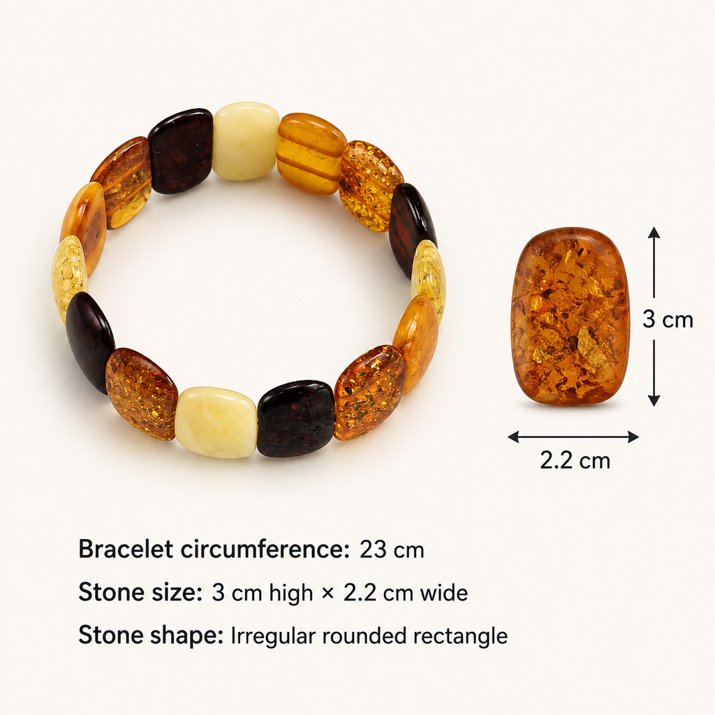 Polished Multicolour Baltic Amber Bracelet – Large Beads