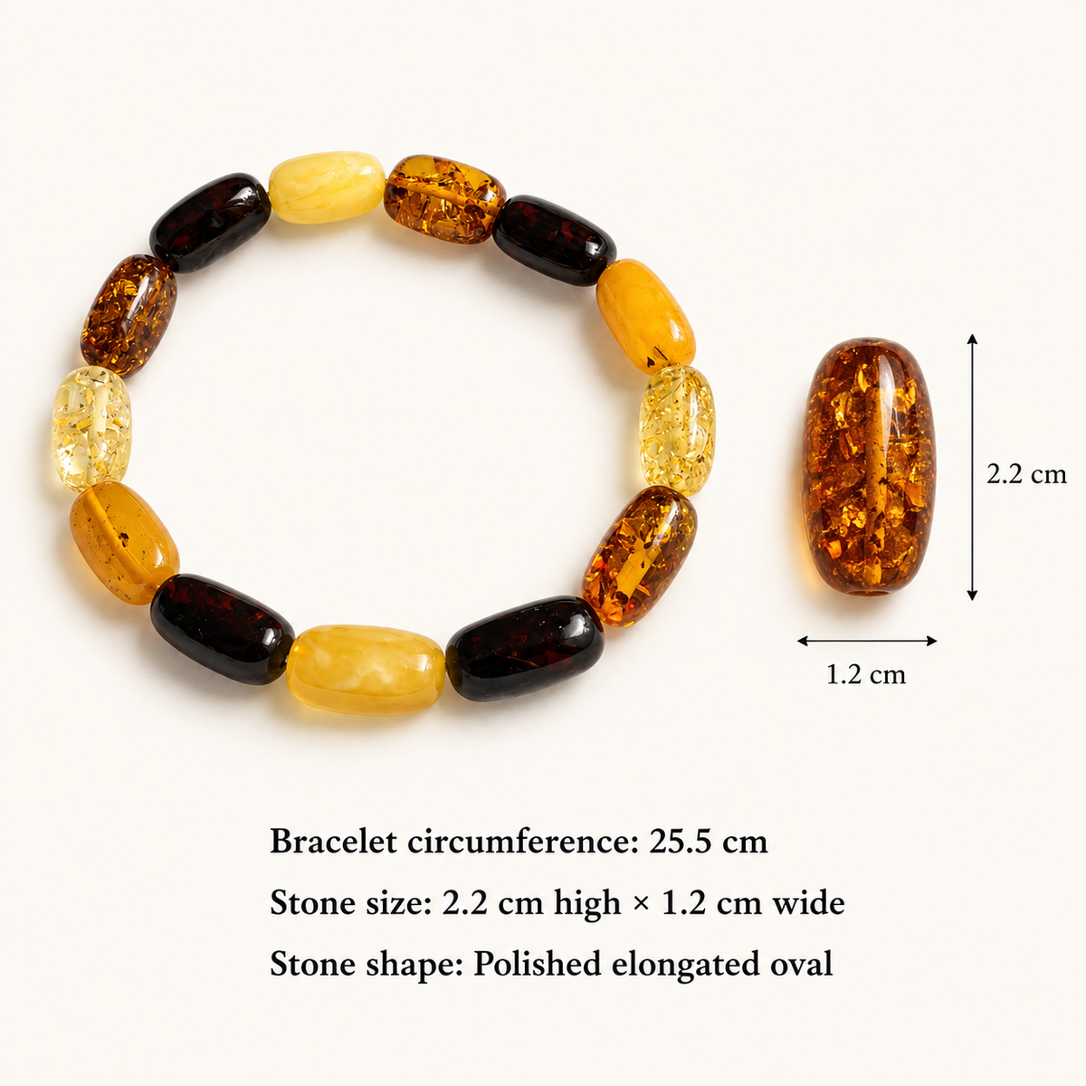 Large Oval Multicolour Baltic Amber Necklace and Bracelet Set