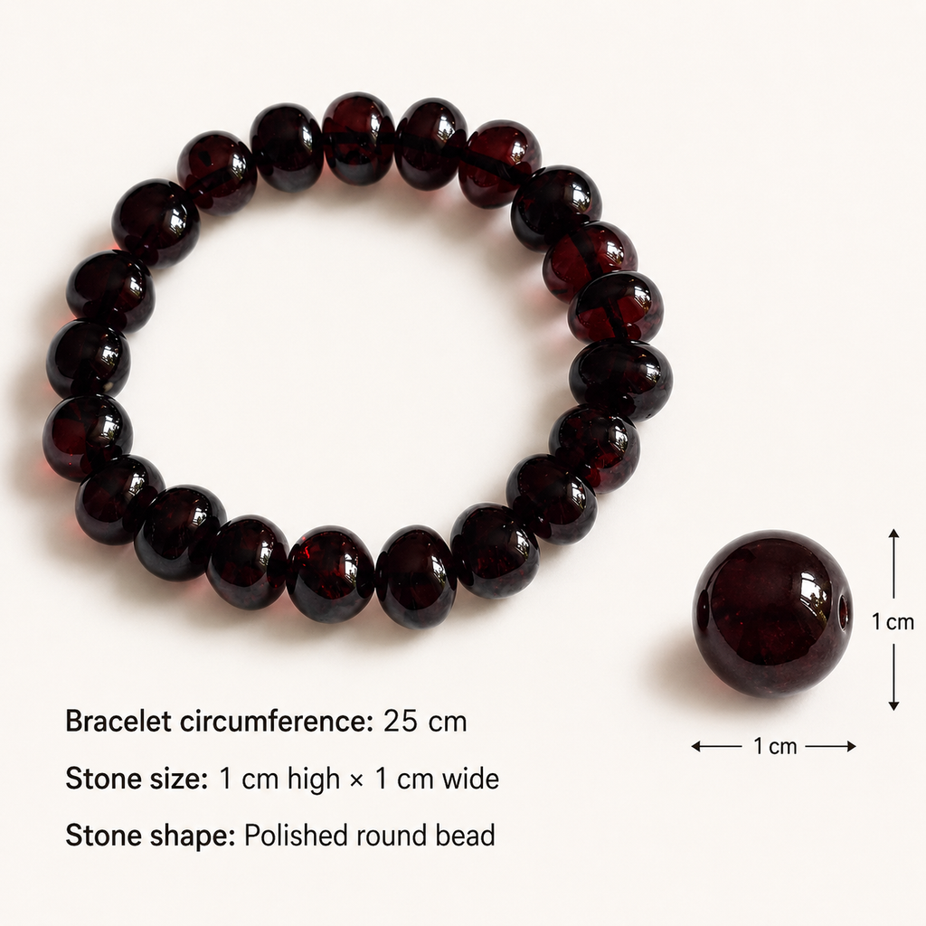 Deep Cherry Red Polished Bead Bracelet
