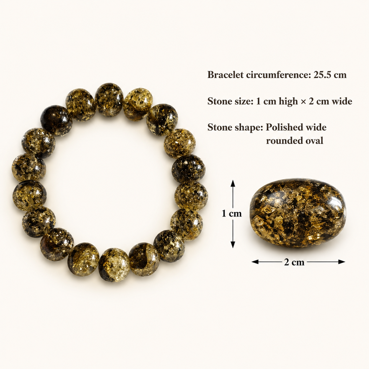 Polished Green Baltic Amber Bracelet – Oval Beads