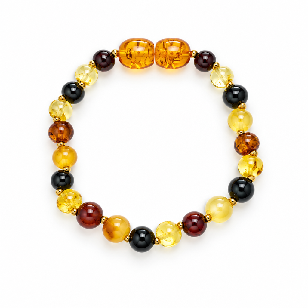 Baby Multicolour Baltic Amber Bead Bracelet – 15 cm
