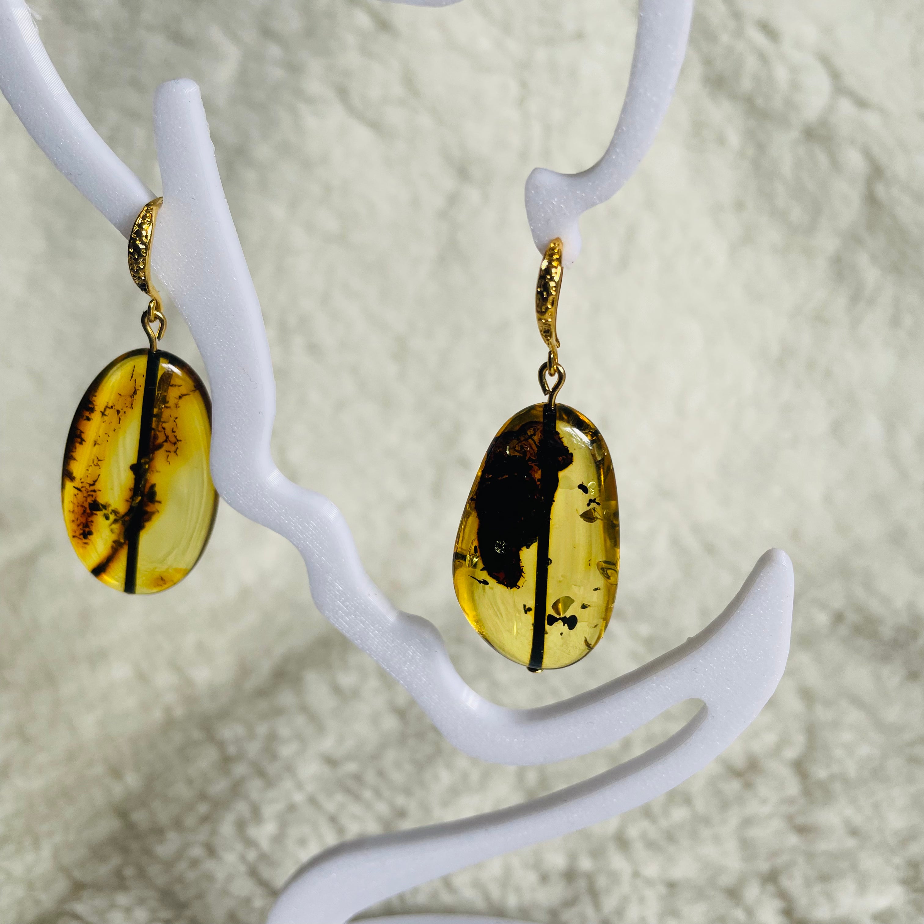 Genuine green Baltic amber earrings by Shavys