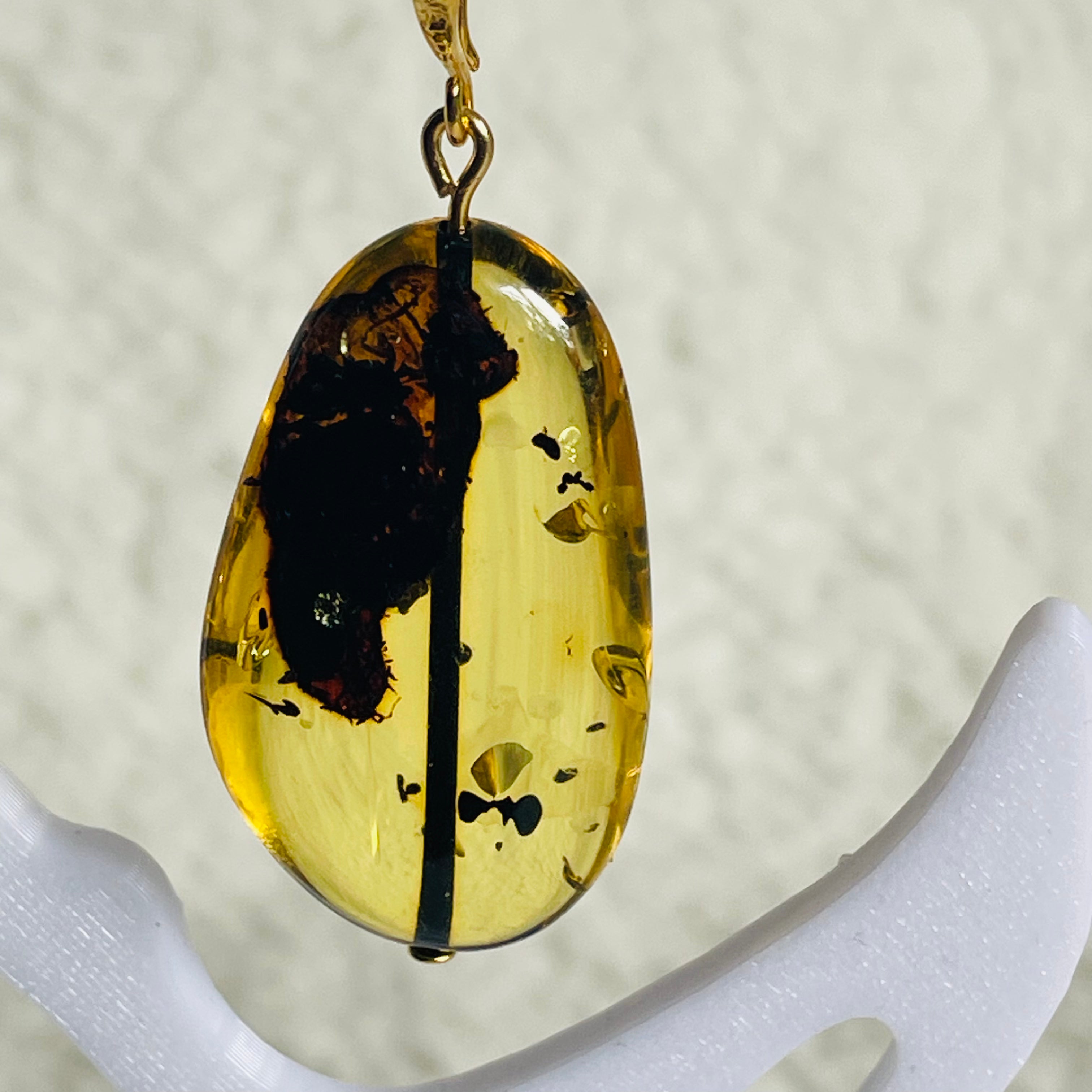 Authentic Baltic amber earrings with gold-tone hooks