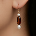 Baltic Amber and Freshwater Pearls earrings