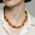 Large stone Polished Baltic Amber Necklace