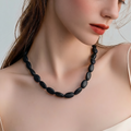 Charcoal black genuine Baltic amber necklace