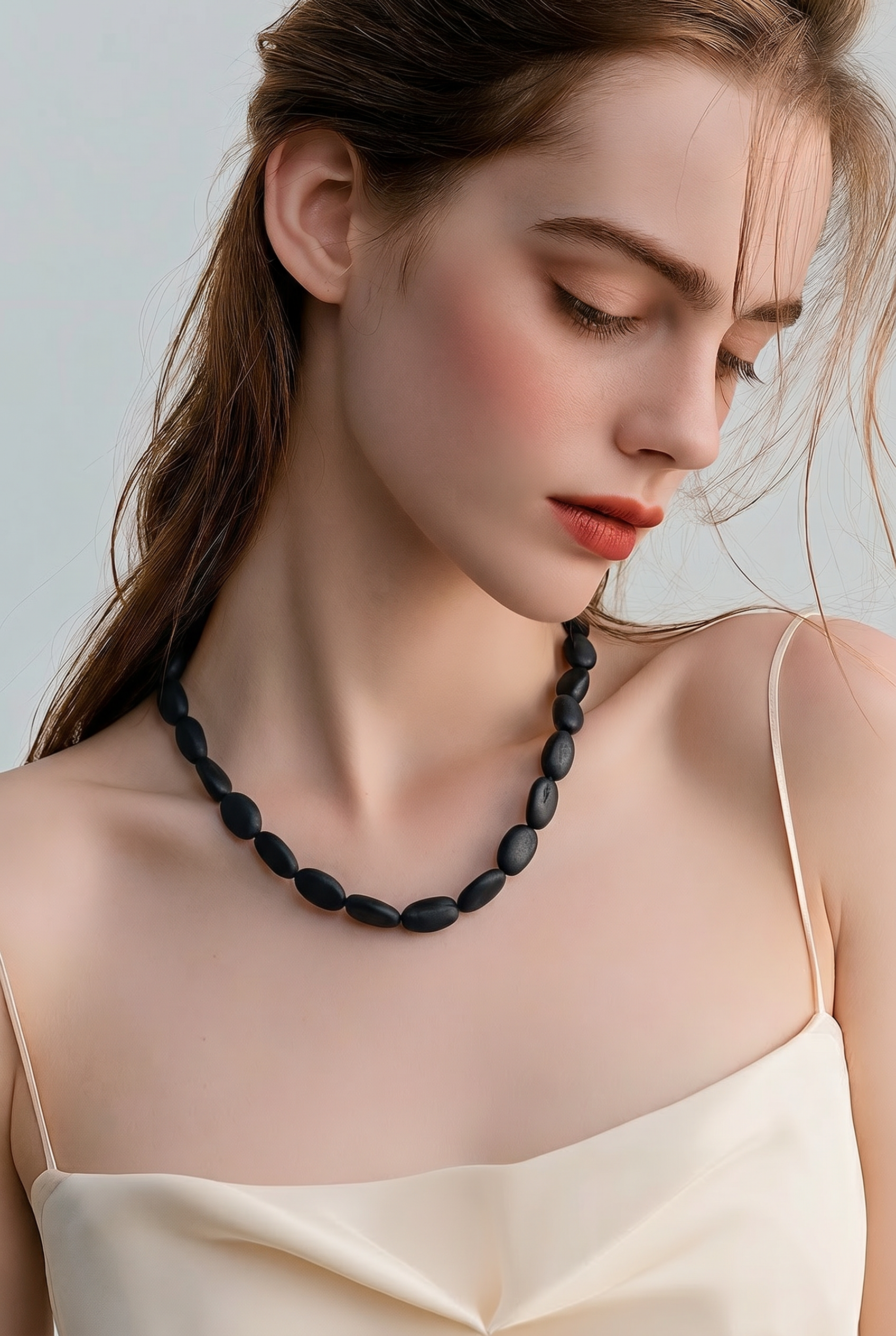 Charcoal black genuine Baltic amber necklace