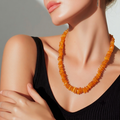 Genuine Baltic Amber Chip Nugget Necklace – Polished Egg Yolk Yellow